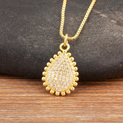 Nidin Classic New Design Irregular Geometric Waterdrop Shape Zircon Pendant Necklace Female Clavicle Chain Jewelry Daily Gifts