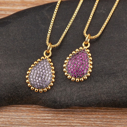 Nidin Classic New Design Irregular Geometric Waterdrop Shape Zircon Pendant Necklace Female Clavicle Chain Jewelry Daily Gifts