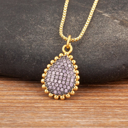 Nidin Classic New Design Irregular Geometric Waterdrop Shape Zircon Pendant Necklace Female Clavicle Chain Jewelry Daily Gifts