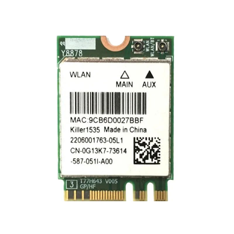 Killer 1535 1525 QCNFA364A AC M.2 NGFF WIFI Card Adapter for MSI GT72/GS60/GE62/GE72/PE60/PE70 for Dell Alienware