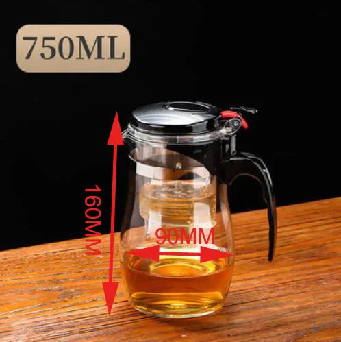 750Ml Heat Resistant Glass Teapot Chinese Kung Fu Tea Flower Tea Pot Compact Size Coffee Maker Puer Kettle Drinkwares