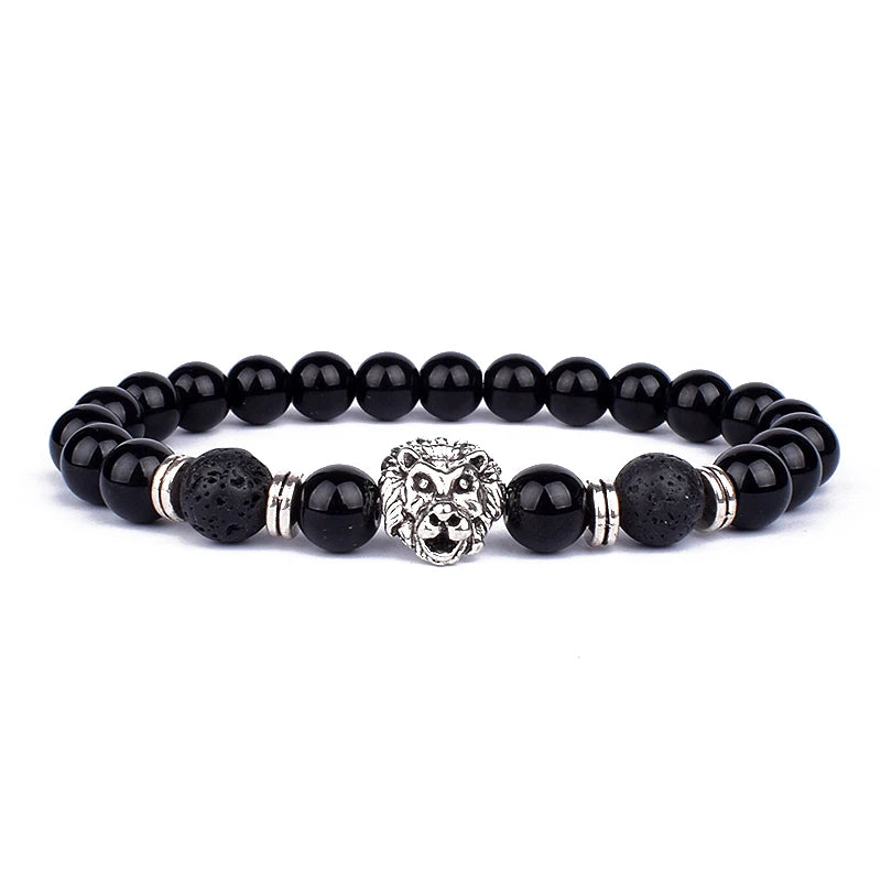 Vintage Hematite Owl Charm Bracelets Men Lava Stone Crown Warrior Helmet Bracelets & Bangles for Women Friendship Jewelry Gift