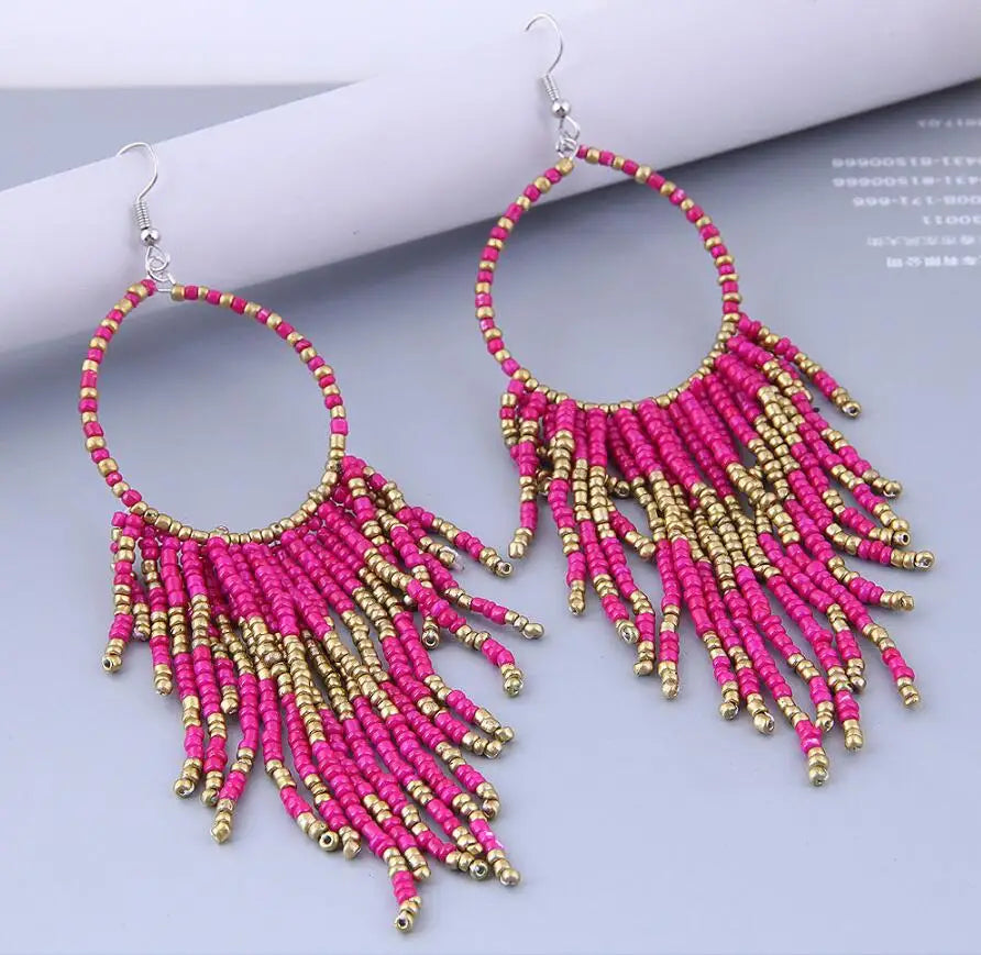 Ethnic Bohemian Beads Earrings Tassel earring Women Fashion Accessories Wholesale Jewelry Gift