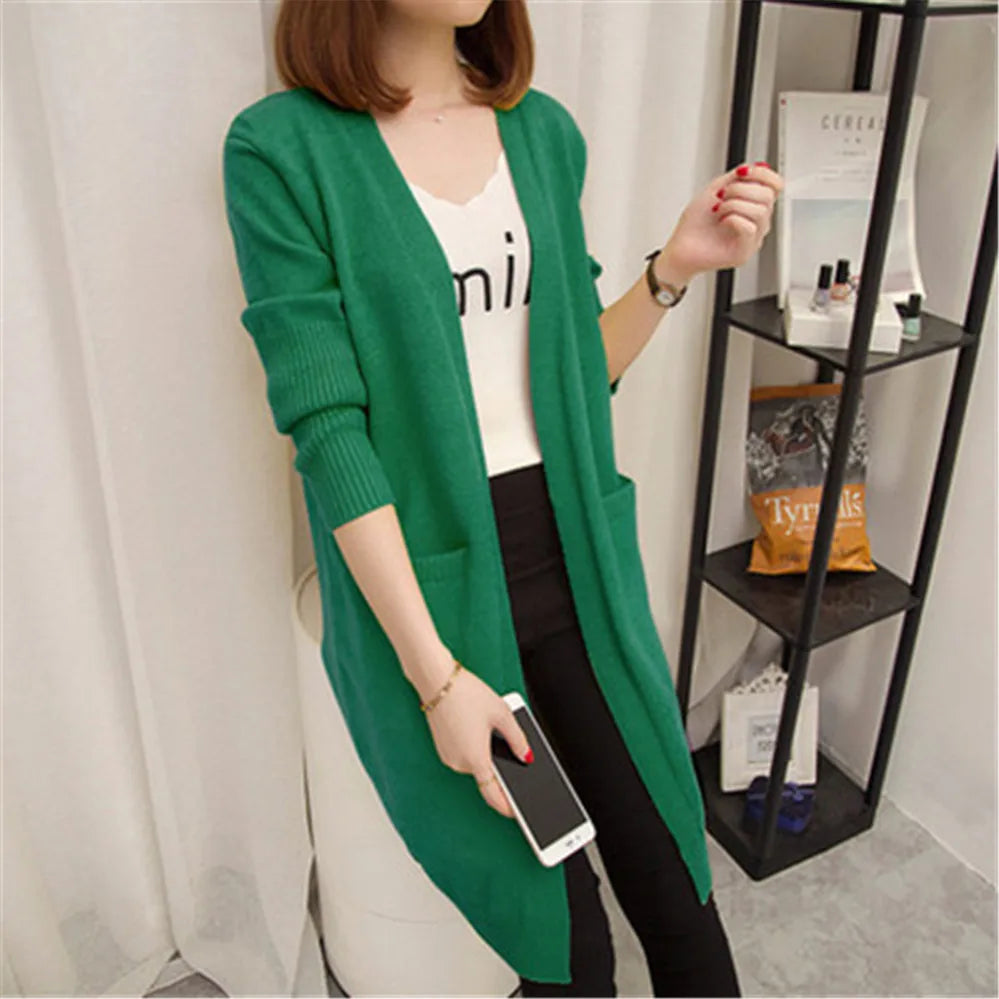 Mid-length Cardigan Sweater Women Long-sleeved Jacket Autumn Winter 2020 Women's solid color Large Size Cardigan Sweaters ZY5163