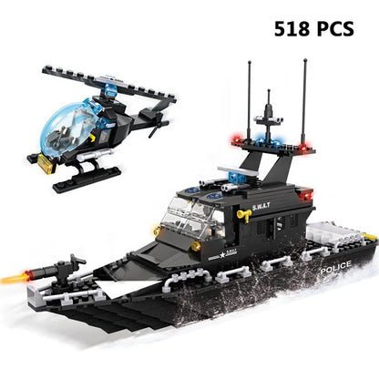 Special Forces SWAT Military Vehicle Car Police Station Bus Sets Building Blocks Kits Helicopters City Arms Truck Arrest Patrol