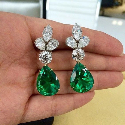 CAOSHI Delicate Women's Drop Earrings Vintage Style Party Accessories with Bright Green Zirconia Elegant Female Jewelry Gift