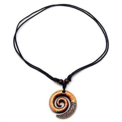 FX016 New Zealand necklace Maori pendant Spiral Koru Choker Retro Jewelry Tribal style Imitation Yak Bone necklace Amulet Gift