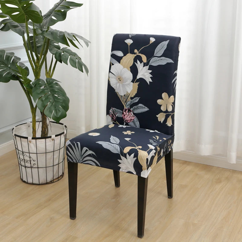 floral printed stretch chair cover for dining room office banquet chair protector elastic material armchair cover