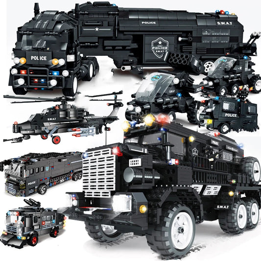 Special Forces SWAT Military Vehicle Car Police Station Bus Sets Building Blocks Kits Helicopters City Arms Truck Arrest Patrol