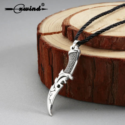 Cxwind Vintage Knife Charm Slavic Amulet Necklace for Women Men Norse Viking Bird Paw Statement Pendant Friendship Jewelry