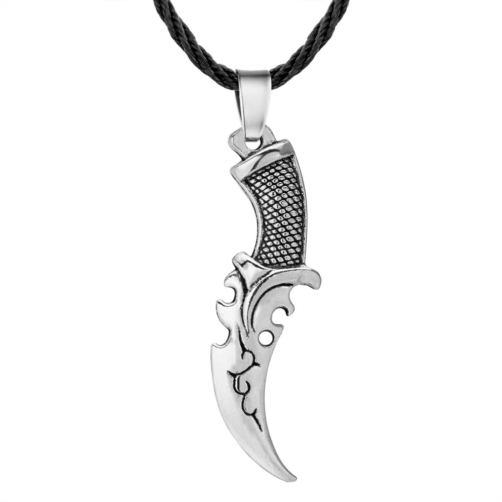 Cxwind Vintage Knife Charm Slavic Amulet Necklace for Women Men Norse Viking Bird Paw Statement Pendant Friendship Jewelry