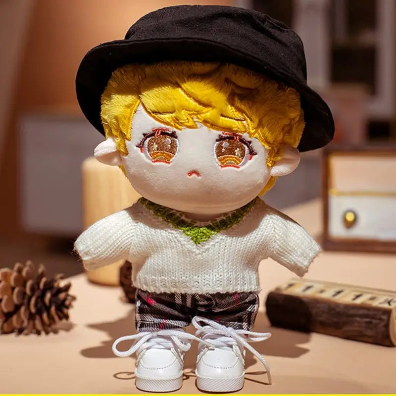 20cm Pure White Twist Sweater Pant Suit For Movie Star Idol EXO Plush Doll Accessories Birthday Present Replaceable Clothes Toys