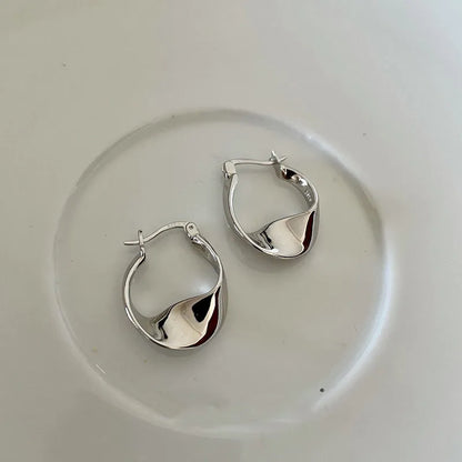 LIVVY Silver Color Simple Creative Smooth Surface With Irregular Contorted Earrings Women Trendy Temperament Jewelry Accessories