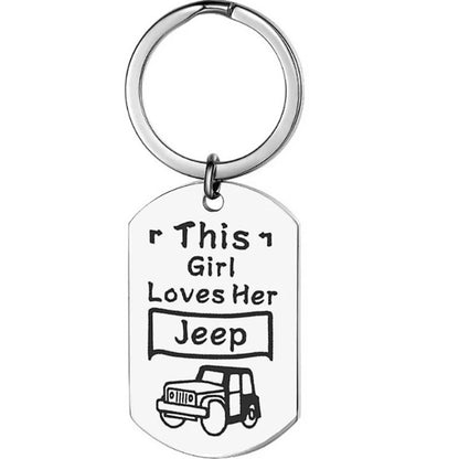 Jeep Lover Keychain Jeep Girl Gift Stainless Steel This Girl Love Her Jeep Dog Tag Keyring Jeep Wrangler Accessories Gift