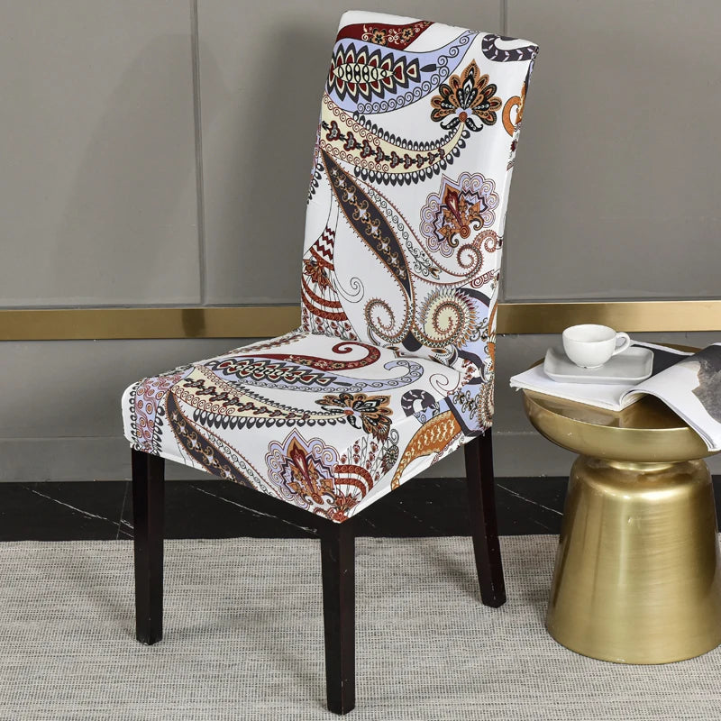 floral printed stretch chair cover for dining room office banquet chair protector elastic material armchair cover