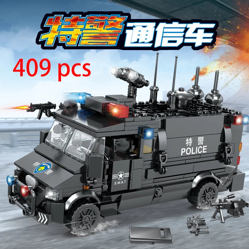 Special Forces SWAT Military Vehicle Car Police Station Bus Sets Building Blocks Kits Helicopters City Arms Truck Arrest Patrol