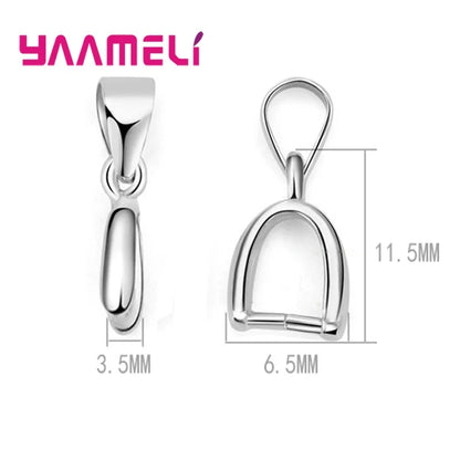 925 Sterling Silver DIY Handmade Jewelry Findings SML Pendant Pinch Bail Clasp Necklace Hook Clip Connector Fashion Accessory