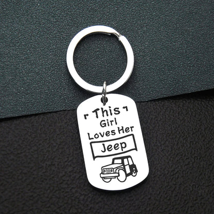 Jeep Lover Keychain Jeep Girl Gift Stainless Steel This Girl Love Her Jeep Dog Tag Keyring Jeep Wrangler Accessories Gift