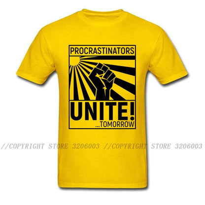 Procrastinators Unite T-shirt Men Funny T Shirt Leisure Summer Cotton Clothes Grey Tops Letter Tees Fist Printed Game Tshirt