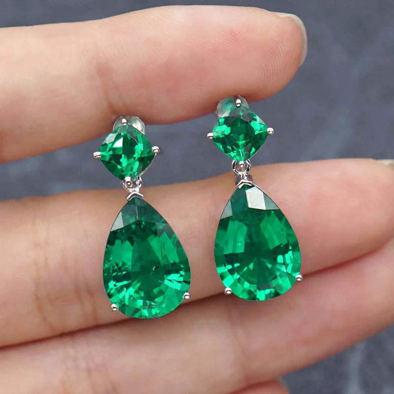 CAOSHI Delicate Women's Drop Earrings Vintage Style Party Accessories with Bright Green Zirconia Elegant Female Jewelry Gift