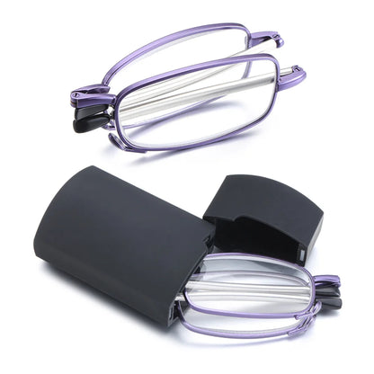 Folding Reading Glasses UnisexTelescopic Legs Rotation Presbyopia Eyeglasses Includes Glasses Case Strength+1.0-4.0