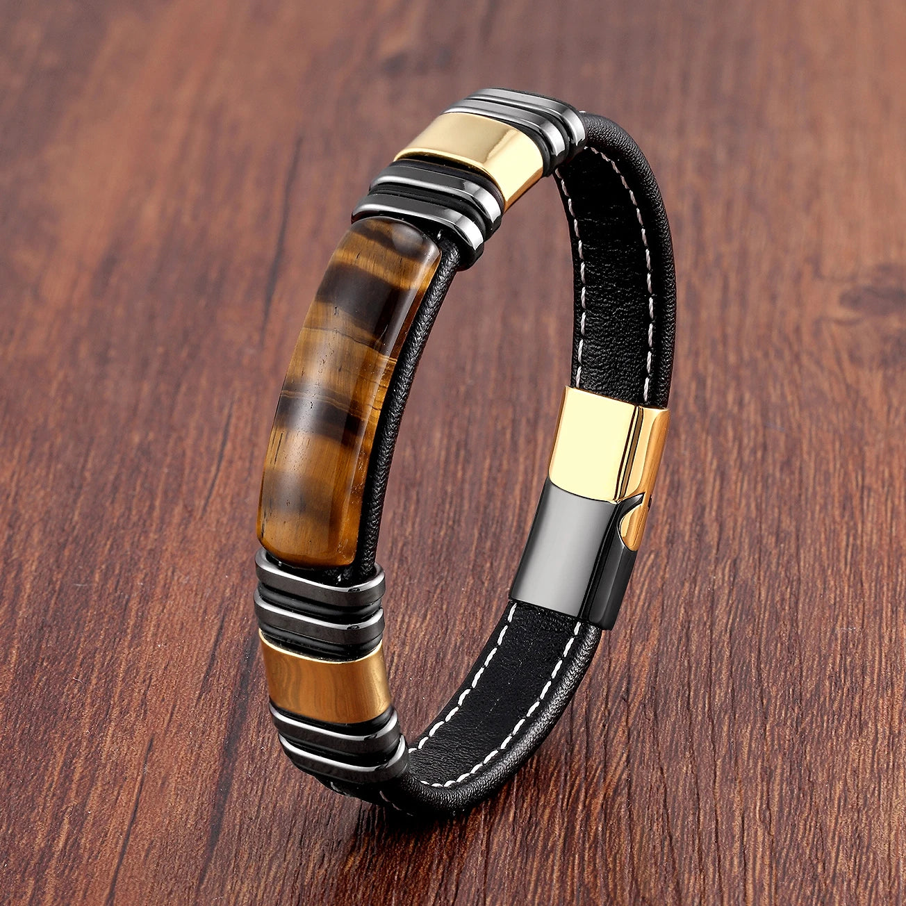 100% Natural Arc Tiger Eye Bracelet For Men Charm Stainless Steel Accessories Bangles 2021 Women Bracelet Fashion Jewelry Gifts