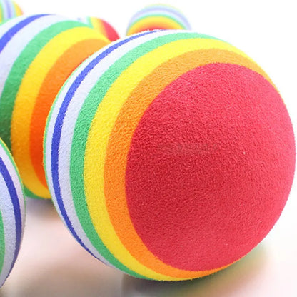 2pcs diameter 63mm 2.48 inch Rainbow EVA Foam Ball Golf Practice Indoor Training Aid Soft Golf Training Ball Child pet toy ball