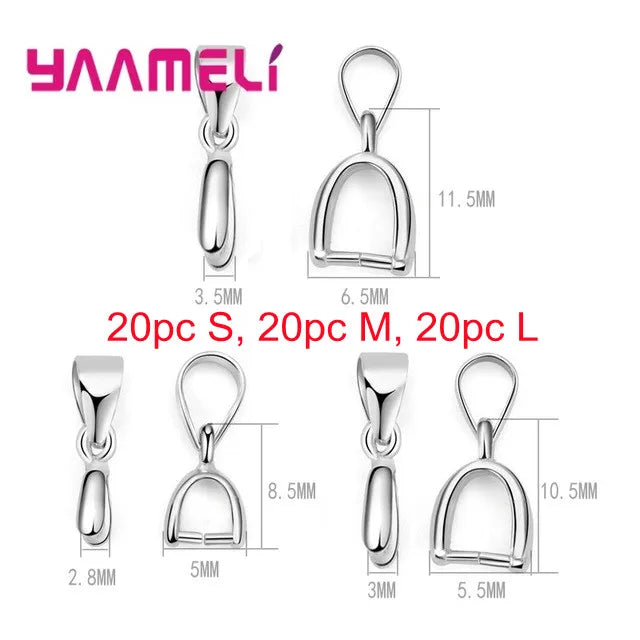 925 Sterling Silver DIY Handmade Jewelry Findings SML Pendant Pinch Bail Clasp Necklace Hook Clip Connector Fashion Accessory