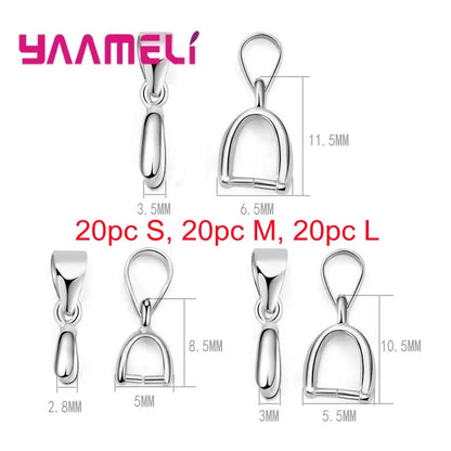 925 Sterling Silver DIY Handmade Jewelry Findings SML Pendant Pinch Bail Clasp Necklace Hook Clip Connector Fashion Accessory