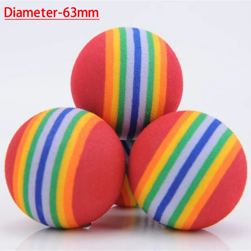 2pcs diameter 63mm 2.48 inch Rainbow EVA Foam Ball Golf Practice Indoor Training Aid Soft Golf Training Ball Child pet toy ball