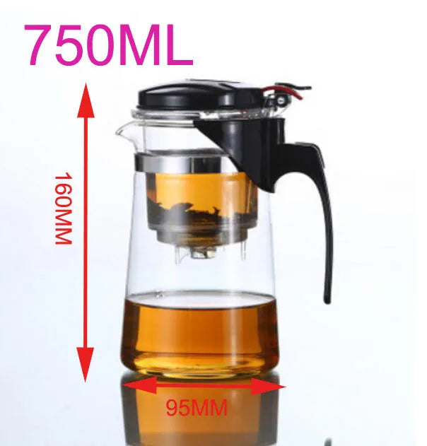 750Ml Heat Resistant Glass Teapot Chinese Kung Fu Tea Flower Tea Pot Compact Size Coffee Maker Puer Kettle Drinkwares