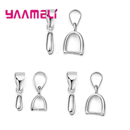 925 Sterling Silver DIY Handmade Jewelry Findings SML Pendant Pinch Bail Clasp Necklace Hook Clip Connector Fashion Accessory