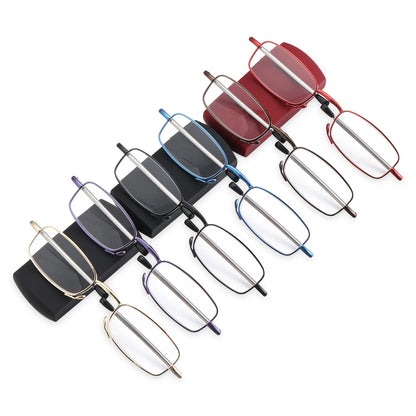 Folding Reading Glasses UnisexTelescopic Legs Rotation Presbyopia Eyeglasses Includes Glasses Case Strength+1.0-4.0