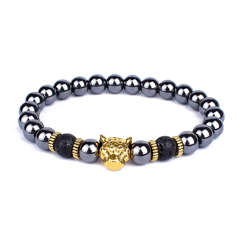 Vintage Hematite Owl Charm Bracelets Men Lava Stone Crown Warrior Helmet Bracelets & Bangles for Women Friendship Jewelry Gift