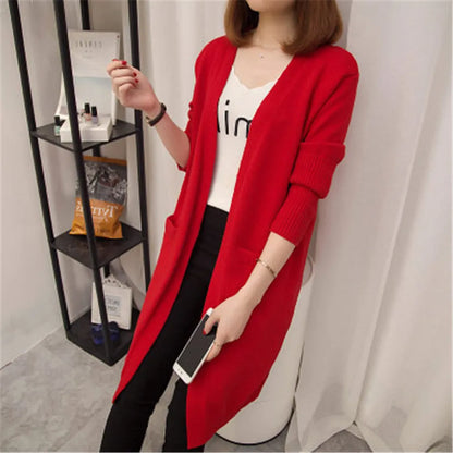 Mid-length Cardigan Sweater Women Long-sleeved Jacket Autumn Winter 2020 Women's solid color Large Size Cardigan Sweaters ZY5163