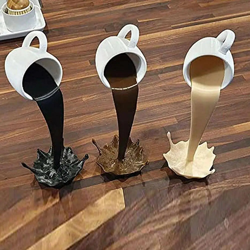 Floating Spilling Coffee Cup Sculpture Kitchen Decoration Spilling Magic Pouring Splash Creative Coffee Mug Home Decoration