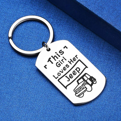 Jeep Lover Keychain Jeep Girl Gift Stainless Steel This Girl Love Her Jeep Dog Tag Keyring Jeep Wrangler Accessories Gift