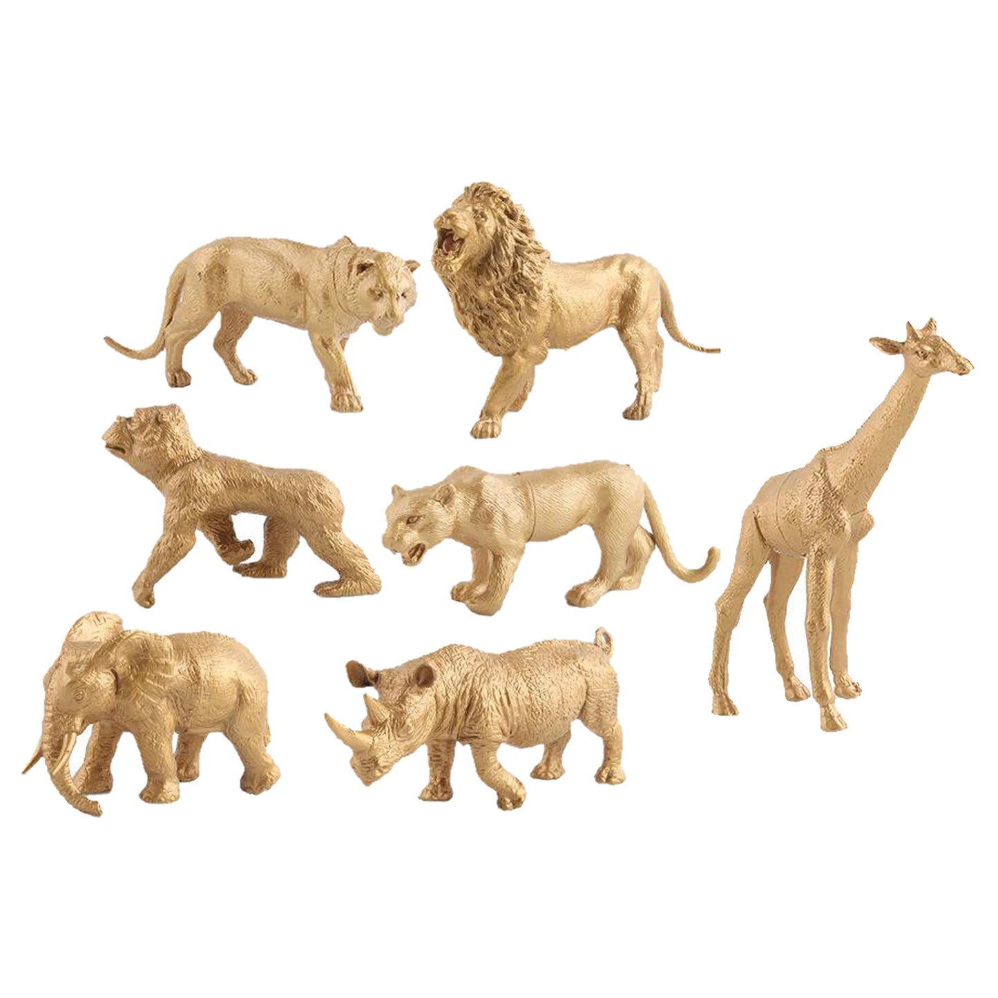 7pcs Wild Animal Figures Simulation Model Figurine Statue Golden Educational Forest Toys for Child's Birthday Gift Home Decor