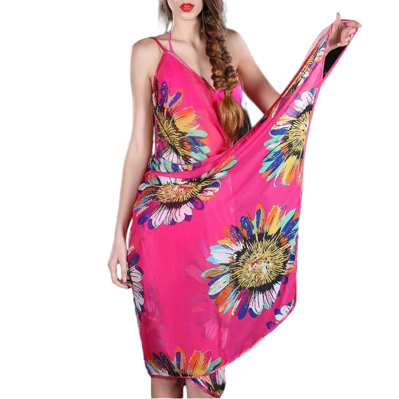 Women Summer Beach Dress Bikini Cover-ups Swim Wear Cover Up Tunic Beach Veil Sexy Deep V-Neck Robe Caftan Female