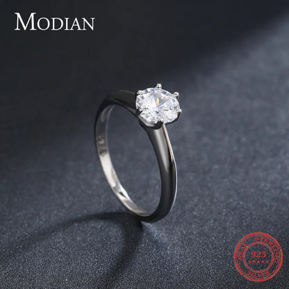 Modian New 100% 925 Sterling Silver Shine Classic AAAAA Zircon Fashion Ring For Women Wedding Fine Jewelry With Free Box Anillo