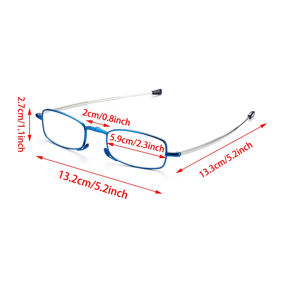 Folding Reading Glasses UnisexTelescopic Legs Rotation Presbyopia Eyeglasses Includes Glasses Case Strength+1.0-4.0