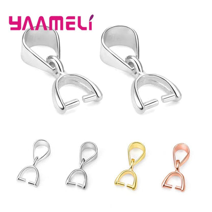 925 Sterling Silver DIY Handmade Jewelry Findings SML Pendant Pinch Bail Clasp Necklace Hook Clip Connector Fashion Accessory