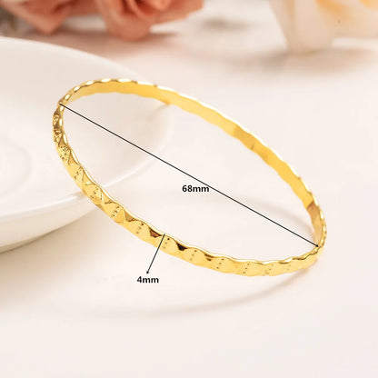 24K Ethiopian Gold  Dubai Bangle for Women men Wedding Bride Bracelets Gold Color Jewelry Middle East African Bride party Gifts