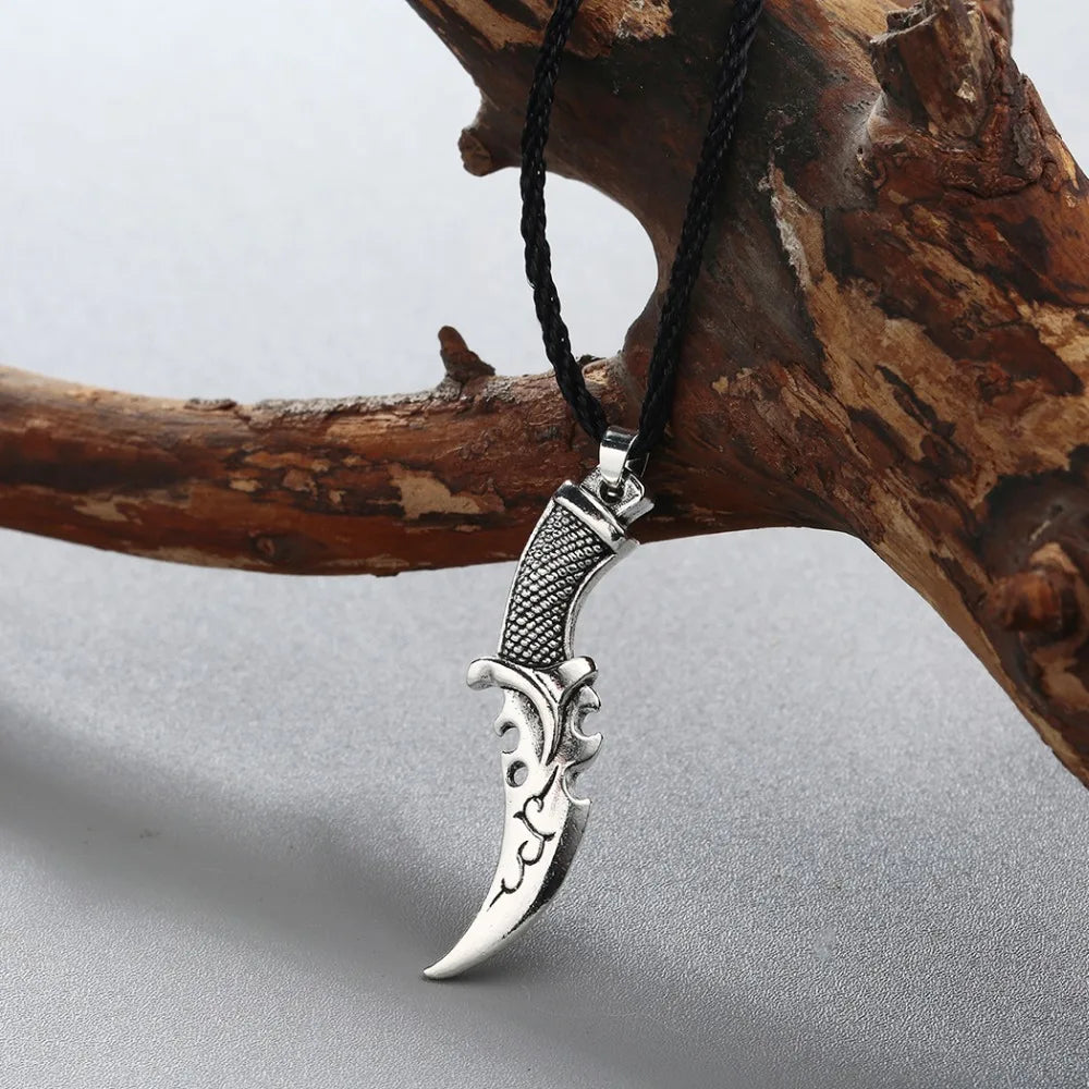 Cxwind Vintage Knife Charm Slavic Amulet Necklace for Women Men Norse Viking Bird Paw Statement Pendant Friendship Jewelry