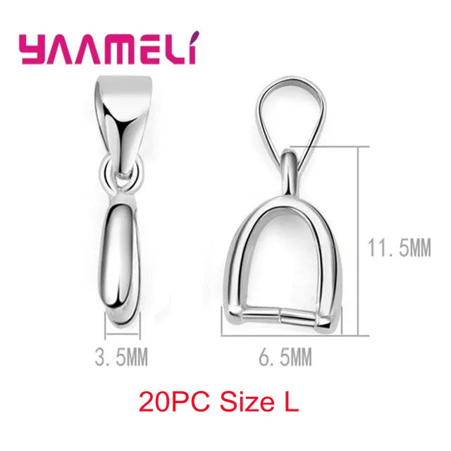 925 Sterling Silver DIY Handmade Jewelry Findings SML Pendant Pinch Bail Clasp Necklace Hook Clip Connector Fashion Accessory