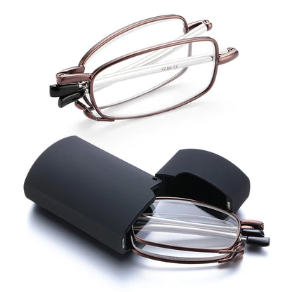 Folding Reading Glasses UnisexTelescopic Legs Rotation Presbyopia Eyeglasses Includes Glasses Case Strength+1.0-4.0