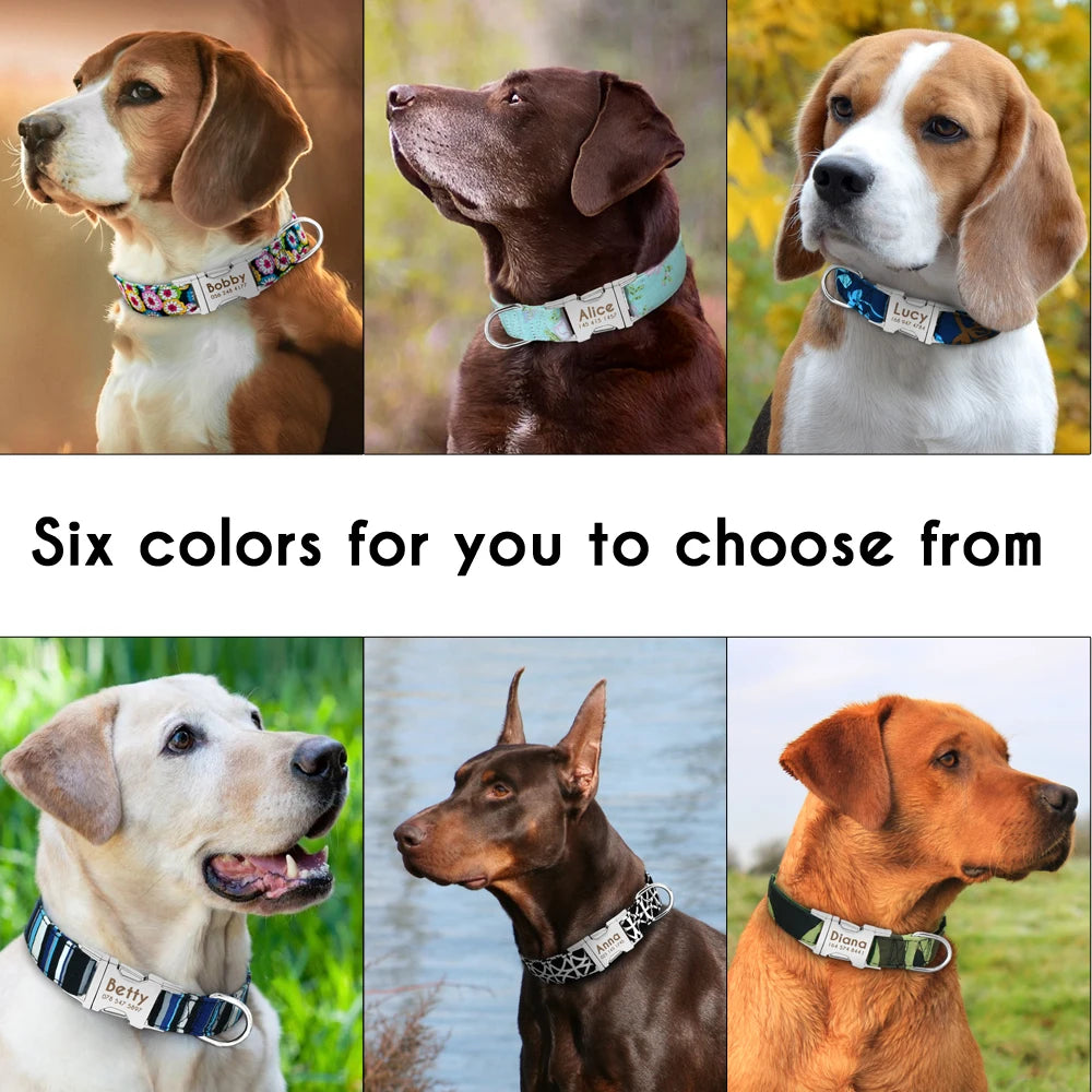 Personalized Dog Accessories Collar Nylon Printed Pet Puppy Collar Dog ID Collars Free Engraved ID for Small Medium Large Dogs