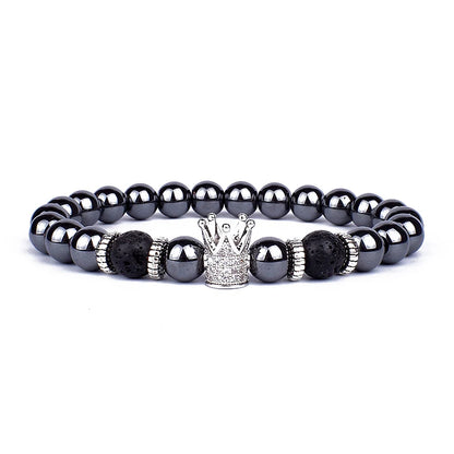 Vintage Hematite Owl Charm Bracelets Men Lava Stone Crown Warrior Helmet Bracelets & Bangles for Women Friendship Jewelry Gift