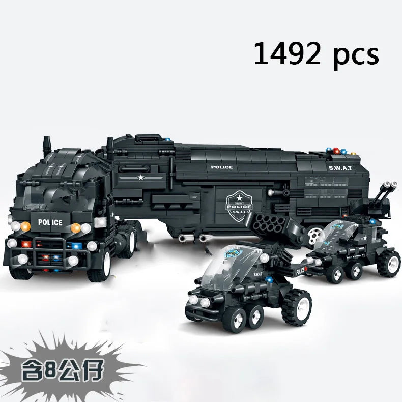 Special Forces SWAT Military Vehicle Car Police Station Bus Sets Building Blocks Kits Helicopters City Arms Truck Arrest Patrol