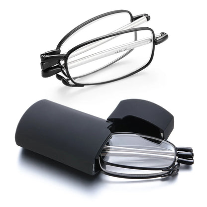 Folding Reading Glasses UnisexTelescopic Legs Rotation Presbyopia Eyeglasses Includes Glasses Case Strength+1.0-4.0